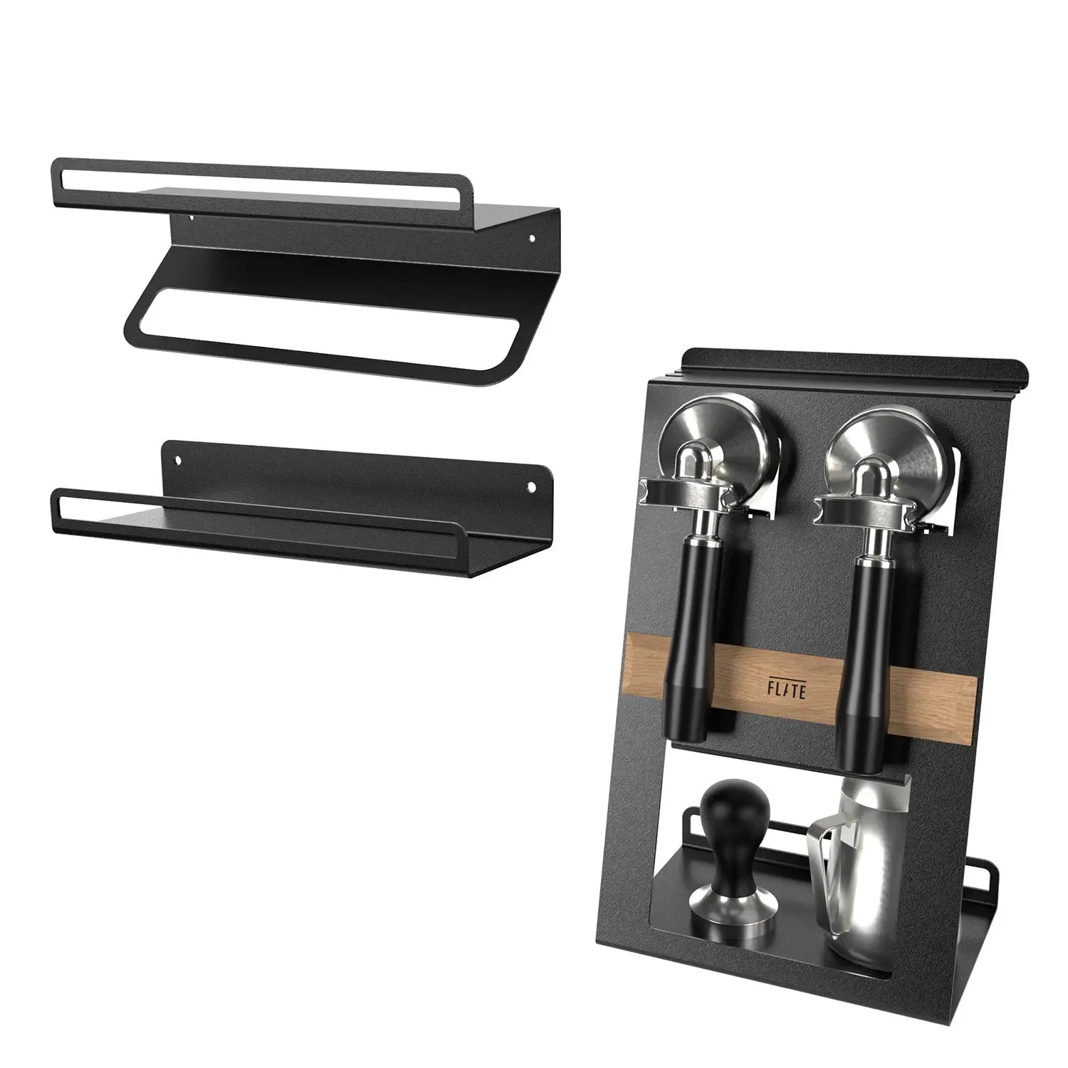 FLATE® Barista Station + Universal Shelf + Towel Shelf Bundle (Schwarz) FLATE® Store