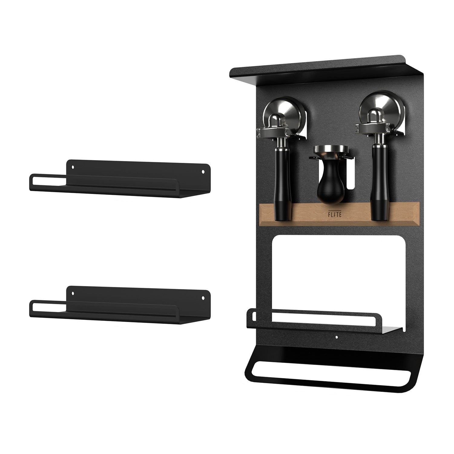 FLATE® Barista Rack + Universal Shelf Bundle (Black) FLATE® Store